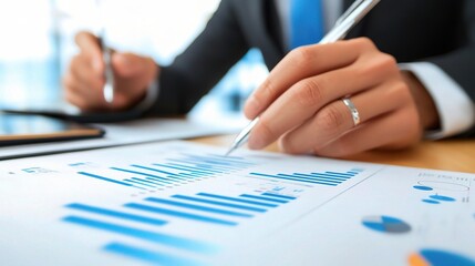 Poster - professional businessman analyzing financial data