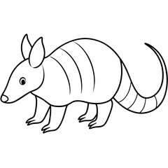 Wall Mural - Armadillo mascot line art coloring page vector illustration