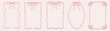 © Katsyarina - Trendy frame with bow and ribbons. Hand Drawn pink coquette borders for wedding invitation. Whimsical frames for birthday card, menu design and holiday graphic decoration. Minimalist girly line art.