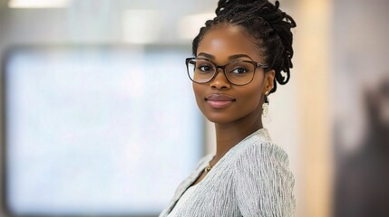 Canvas Print - Confident Woman in Eyeglasses with Stylish Hair