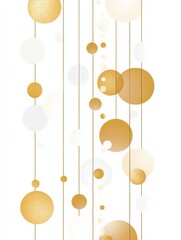 Aufkleber - This artwork showcases a minimalist pattern of gold and white circles hanging vertically, ideal for adding elegance to any space. Generative AI