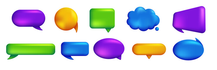 Poster - Colorful speech bubble for comments and review. The set of chatting, message and communications boxes. Think icon collection.