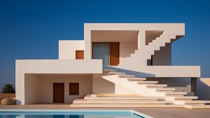 Poster - Modern minimalist architecture  clean lines and calm tones in contemporary building designs