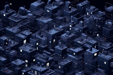 Poster - Modern isometric pattern in minimalist style featuring gray and dark blue color scheme