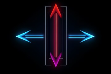 Poster - Isolated minimalist arrows in bright colors pointing in various directions for dynamic movement
