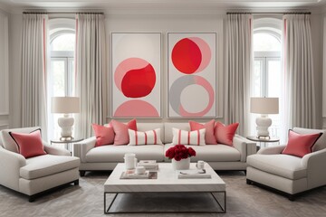 Cozy wall art  simple paintings with color accents for a warm and inviting atmosphere