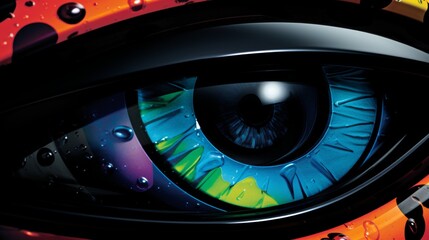 Poster - Vibrant display of flowing hues reflecting vehicle headlights in dynamic color blending