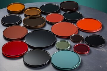 Poster - Exploring minimalism  intersecting circles of varying sizes and colors for optical lens effect