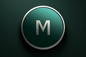 Poster - Minimalist emerald green monogram design featuring simple lines and shapes on a clean background