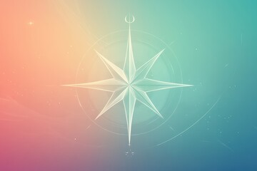 Fototapete - This design showcases a geometric compass rose with defined lines and a central point, set against a soft pastel backdrop. Generative AI