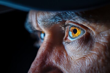 Aufkleber - Hyper-realistic close-up of a personâ€™s face, eyes filled with determination, capturing the emotion and focus of acting without hesitation