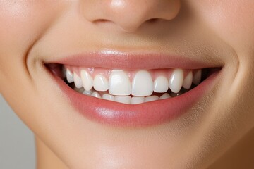 Poster - Hyper-realistic close-up of a personâ€™s smiling face, with every detail of the smile showing genuine happiness