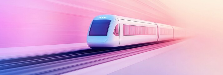 Poster - A sleek train icon moves rapidly on smooth tracks, surrounded by vibrant abstract colors that suggest motion and energy. Generative AI
