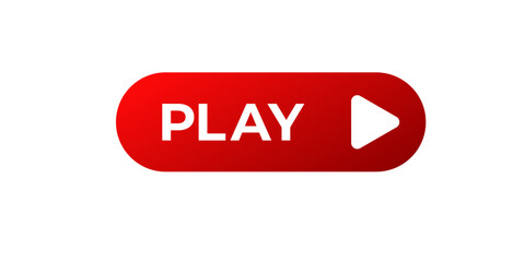 Poster - Play button banner icon. Red play button symbol.