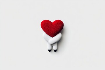 Poster - Minimalist outline of a person hugging themselves, symbolizing the power of self-love through simple, clean lines