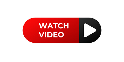 Poster - Play button banner icon. Red play button symbol.