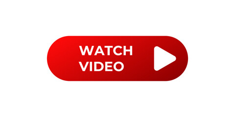 Poster - Play button banner icon. Red play button symbol.