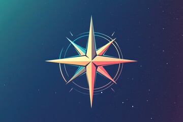 Fototapete - A striking geometric compass rose with clean lines and a central point, showcasing a modern interpretation suited for navigational themes. Generative AI