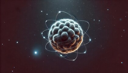 Leinwandbilder - Molecular structure of a particle in space, orbiting atoms