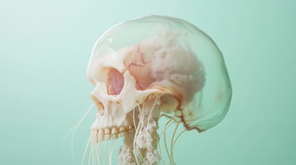 Poster - Ethereal Jellyfish Draping with Tentacles in Aquatic Scene