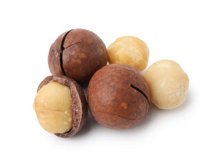 Sticker - Macadamia nuts with shells isolated on white