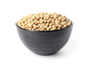 Canvas Print - Soy beans in bowl isolated on white