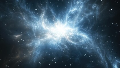 Wall Mural - A striking blue and white nebula illuminated by stars in the vastness of space