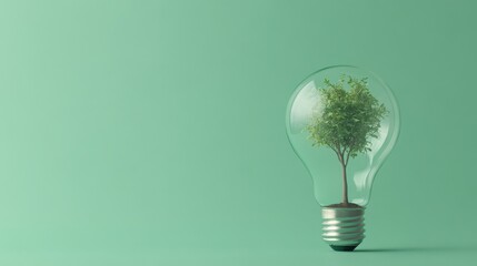 Poster - Tiny Tree Flourishing Inside Modern Light Bulb
