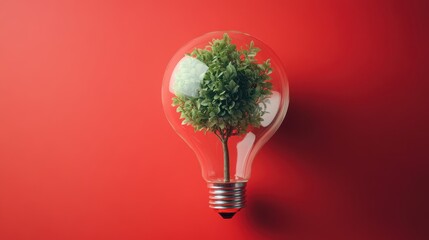 Poster - Small Tree Growing Inside a Clear Bulb
