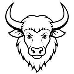 Wall Mural -  Bison mascot line art coloring page vector illustration