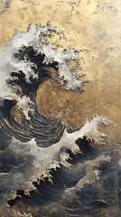 Poster - Golden wave art
