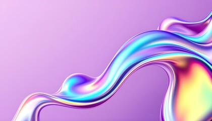 Poster - Dynamic 3d abstract drape background. Neon gloss waves resembling curtain, deep folds texture with calming metallic iridescent effects. Beautiful wavy silky, dark creases structure, purple hues