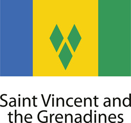 Wall Mural - The national flag of Saint Vincent and the Grenadines featuring a blue, yellow, and green color scheme and a green diamond symbol in the center.