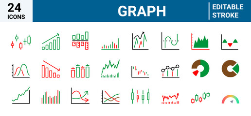 Wall Mural - Graph and charts web line icons