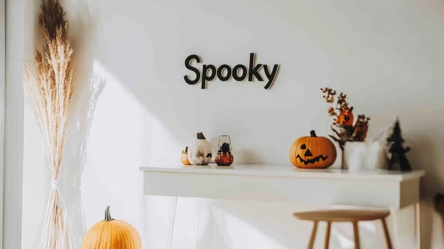 A minimalist Halloween sign that reads 