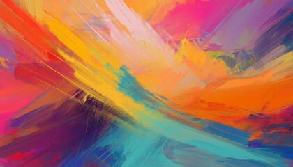 art abstract panorama fun creative background texture with random paint brushstrokes in amazing multicolor painting concept for design in long thin header generative ai