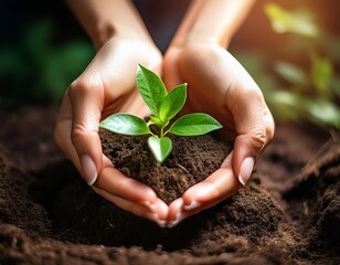 caring for the environment women s hands protect a green plant ecology concept