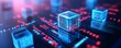 © Kankamol Tama - Holographic decentralized ledger, floating data cubes, futuristic digital landscape