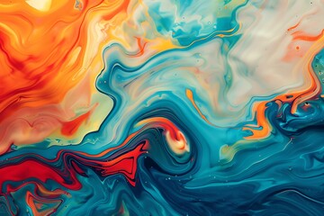 Aufkleber - Abstract background of oil paint in blue and orange colors