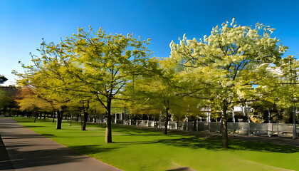 Wall Mural - maple trees display ash leaf blooms early spring season