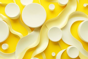 Poster - Abstract background with yellow waves and circles