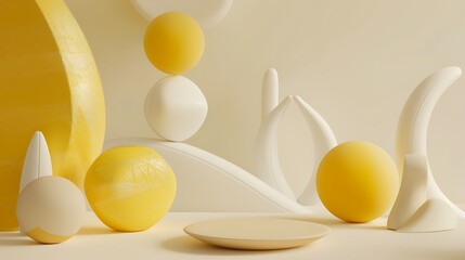 Poster - 3d render, abstract geometric forms, podiums for product presentation.