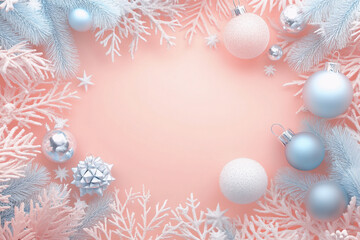 Christmas background in 3d style on pastel colors