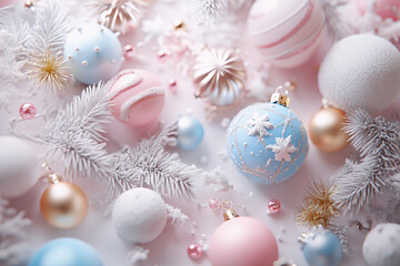 Christmas background in 3d style on pastel colors