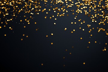 a luxurious black background adorned with scattered gold confetti, ideal for glamorous celebrations 
