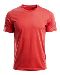 Bright red athletic t-shirt displayed on a plain background for active wear. Generative AI