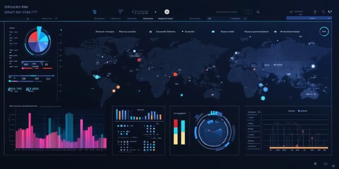 A business dashboard shows key performance indicators (KPIs) that track earnings, operations, and sales. This helps businesses analyze their financial data and make better decisions.