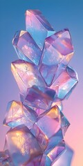 Sticker - A stunning arrangement of colorful crystals featuring shades of purple and blue, illuminated by a soft gradient background, creating a mesmerizing and tranquil atmosphere.