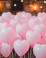 Sticker - A collection of pink heart-shaped balloons creating a festive atmosphere.