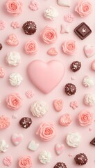 Poster - A colorful arrangement of pink and chocolate sweets for a festive occasion.